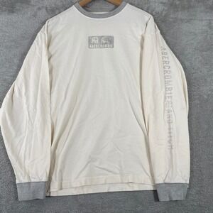 Y2K Abercrombie & Fitch Long Sleeve Shirt Mens Large White Logo 2000s
